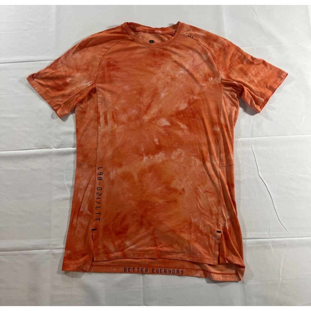 Lululemon Workout Men's Medium Orange L98-021/LTT Tie Dye Shirt Better Everyday